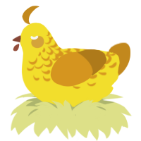 A yellow and ochre chicken with a half-lace pattern