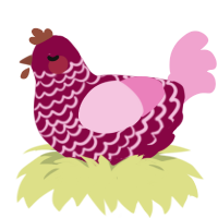 A maroon and pink chicken with a lace pattern