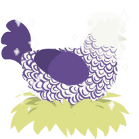 Eventide Bride, a white and overcast chicken with a double-lace pattern