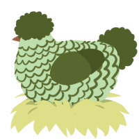 A gluppy and olive chicken with a lace pattern