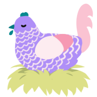 A lilac and rose chicken with a lace pattern