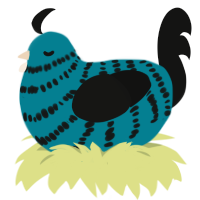 Sea rock, a sea and black chicken with a bar pattern