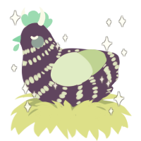 A overcast and gluppy chicken with a bar pattern