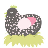魔女, a grey and rose chicken with a speckle pattern