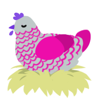 A silver and fuchsia chicken with a lace pattern