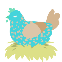silly germ, a aqua and beige chicken with a speckle pattern