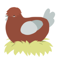 sad creature-, a russet and silver chicken