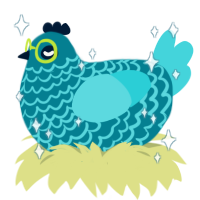 Titan, a sea and aqua chicken with a lace pattern