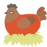 A vermilion and brown chicken with a head pattern