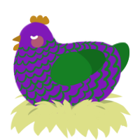A violet and leaf chicken with a lace pattern
