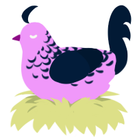 A lavender and tumblr chicken with a half-lace pattern