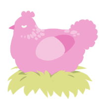 A pink chicken with a neck-speckle pattern