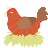 A vermilion and brown chicken with a bar pattern