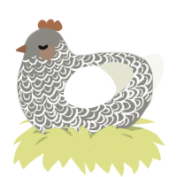 A ash and white chicken with a double-lace pattern