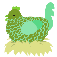 Minti, a chartreuse and spring chicken with a lace pattern