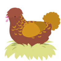 Nutmeg, a russet and ochre chicken with a half-lace pattern
