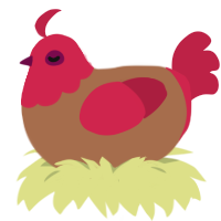 Apollo, a brown and crimson chicken with a head pattern