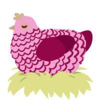 A pink and maroon chicken with a lace pattern
