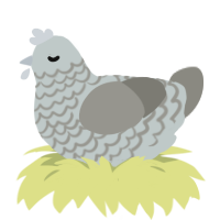 A silver and ash chicken with a lace pattern