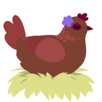 Marion, a russet and red chicken with a neck-speckle pattern