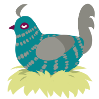 A teal and ash chicken with a bar pattern