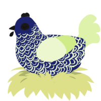 A navy and apple chicken with a double-lace pattern