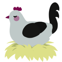 A silver and black chicken