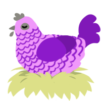 Exiled Plum, a lavender and violet chicken with a lace pattern