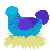 A cerulean and indigo chicken with a half-lace pattern