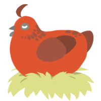 A vermilion and russet chicken with a neck-speckle pattern