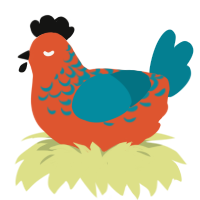 A vermilion and sea chicken with a half-lace pattern