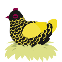 A sable and yellow chicken with a lace pattern