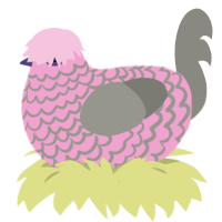 Stale Cotton Candy, a pink and ash chicken with a lace pattern