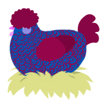 (unnamed), a ultramarine and maroon chicken with a double-lace pattern