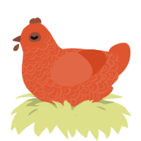 A vermilion chicken with a double-lace pattern