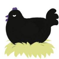 A black chicken with a lace pattern