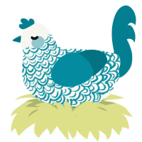 A white and sea chicken with a double-lace pattern