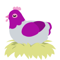 A mist and plum chicken with a head pattern