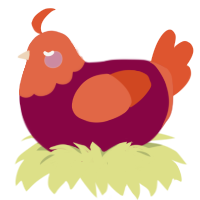 A maroon and vermilion chicken with a head pattern