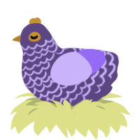 Ichor, a overcast and lilac chicken with a lace pattern