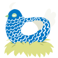 A sapphire and white chicken with a lace pattern
