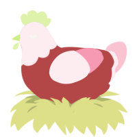 A red and rose chicken with a head pattern