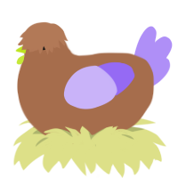 A brown and lilac chicken