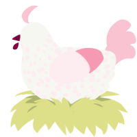 (unnamed), a white and rose chicken with a speckle pattern