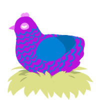 A amethyst and sapphire chicken with a lace pattern