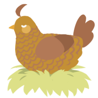 A gold and brown chicken with a lace pattern