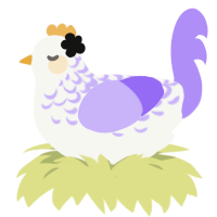 A white and lilac chicken with a half-lace pattern