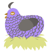 Saucer, a lilac and grey chicken with a lace pattern