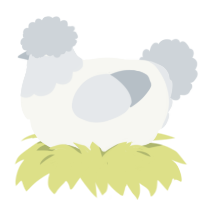 A white and mist chicken with a head pattern