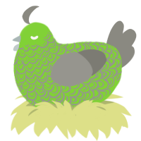 A grass and ash chicken with a double-lace pattern